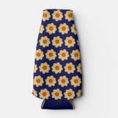 Yellow Dahlia Floral Pattern op Blue Flesjeskoeler (Voorkant)