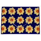 Yellow Dahlia Floral Pattern op Blue Groot Cadeauzakje (Voorkant)