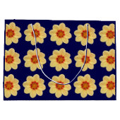 Yellow Dahlia Floral Pattern op Blue Groot Cadeauzakje (Achterkant)