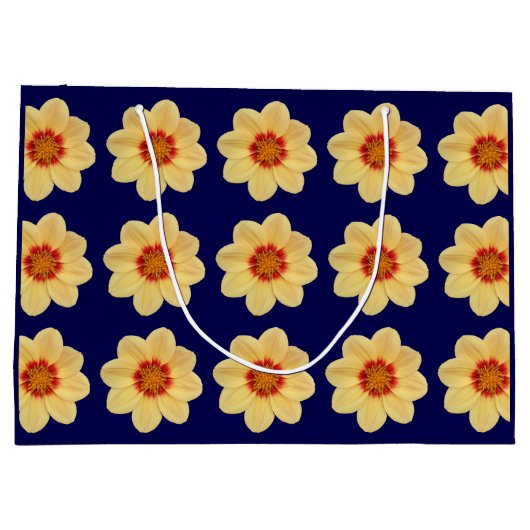 Yellow Dahlia Floral Pattern op Blue Groot Cadeauzakje (Achterkant)