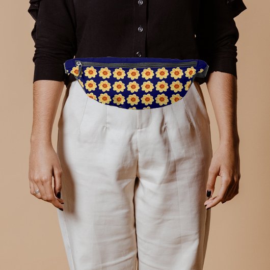 Yellow Dahlia Floral Pattern op Blue Heuptasje