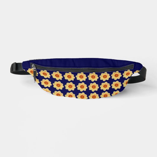 Yellow Dahlia Floral Pattern op Blue Heuptasje (Voorkant)