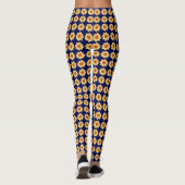 Yellow Dahlia Floral Pattern op Blue Leggings (Achterkant)