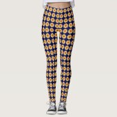Yellow Dahlia Floral Pattern op Blue Leggings (Voorkant)
