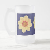 Yellow Dahlia Floral Pattern op Blue Matglas Bierpul (Links)