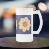 Yellow Dahlia Floral Pattern op Blue Matglas Bierpul