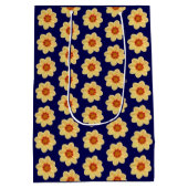 Yellow Dahlia Floral Pattern op Blue Medium Cadeauzakje (Achterkant)