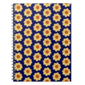 Yellow Dahlia Floral Pattern op Blue Notitieboek (Voorkant)