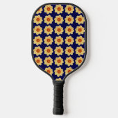 Yellow Dahlia Floral Pattern op Blue Pickleball Paddle (Achterkant)
