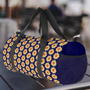 Yellow Dahlia Floral Pattern op Blue Plunjezak