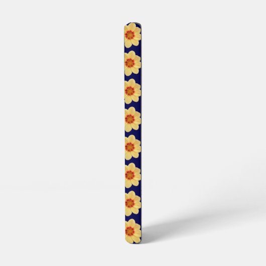 Yellow Dahlia Floral Pattern op Blue Samsung Galaxy Hoesje (Linkerkant)