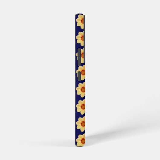 Yellow Dahlia Floral Pattern op Blue Samsung Galaxy Hoesje (Rechterkant)