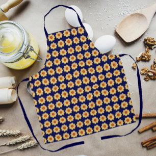 Yellow Dahlia Floral Pattern op Blue Schort