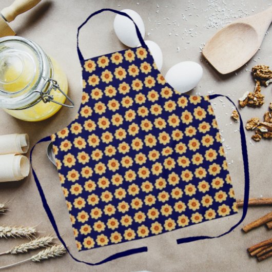 Yellow Dahlia Floral Pattern op Blue Schort