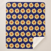 Yellow Dahlia Floral Pattern op Blue Sherpa Deken (Voorkant)