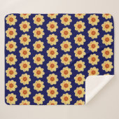 Yellow Dahlia Floral Pattern op Blue Sherpa Deken (Voorkant (horizontaal))