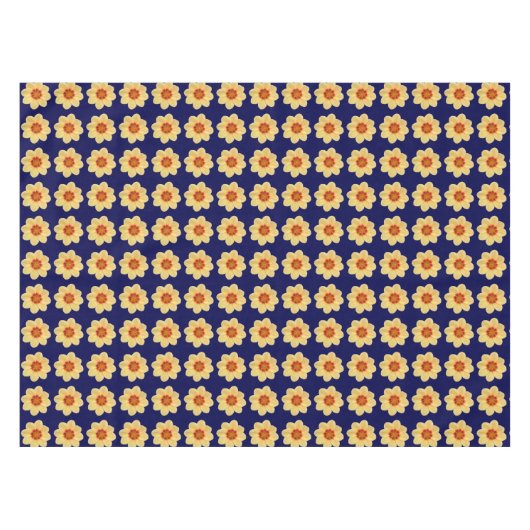 Yellow Dahlia Floral Pattern op Blue Tafelkleed (Voorkant (Horizontaal))