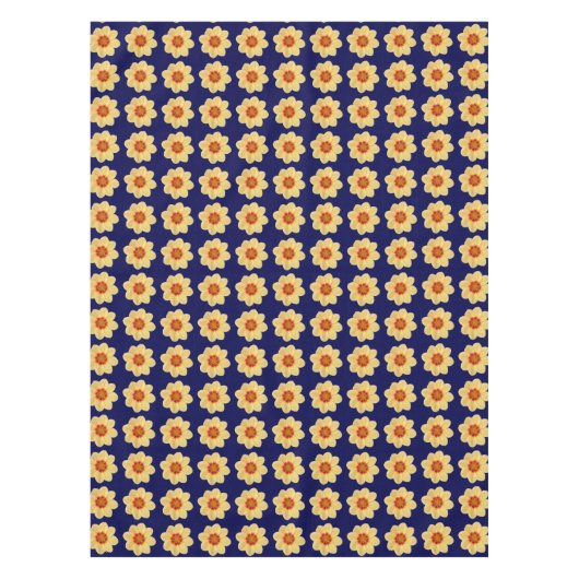 Yellow Dahlia Floral Pattern op Blue Tafelkleed (Voorkant)