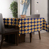 Yellow Dahlia Floral Pattern op Blue Tafelkleed