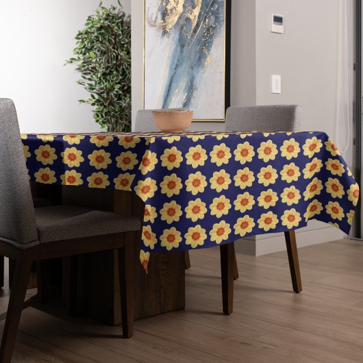 Yellow Dahlia Floral Pattern op Blue Tafelkleed