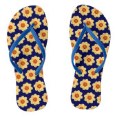 Yellow Dahlia Floral Pattern op Blue Teenslippers (Voetbed)