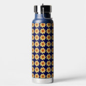 Yellow Dahlia Floral Pattern op Blue Waterfles (Links)