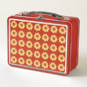 Yellow Dahlia Floral Pattern op Red (Voorkant)