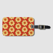 Yellow Dahlia Floral Pattern op Red Bagagelabel (Voorkant (horizontaal))