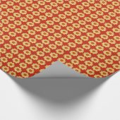 Yellow Dahlia Floral Pattern op Red Cadeaupapier (Hoek)