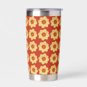 Yellow Dahlia Floral Pattern op Red Geïsoleerde Drinkbeker (Links)