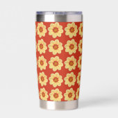 Yellow Dahlia Floral Pattern op Red Geïsoleerde Drinkbeker (Achterkant)