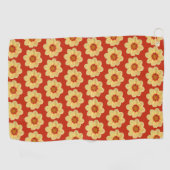 Yellow Dahlia Floral Pattern op Red Golfhanddoek (Horizontaal)