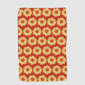 Yellow Dahlia Floral Pattern op Red Golfhanddoek (Voorkant)