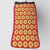 Yellow Dahlia Floral Pattern op Red Golfheadcover (Draai 90)