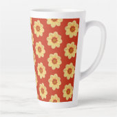 Yellow Dahlia Floral Pattern op Red Latte Mok (Rechts)