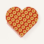 Yellow Dahlia Floral Pattern op Red Notitieboek (Voorkant)