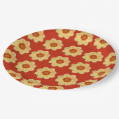 Yellow Dahlia Floral Pattern op Red Papieren Bordje (Gekanteld)