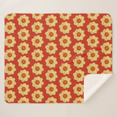 Yellow Dahlia Floral Pattern op Red Sherpa Deken (Voorkant (horizontaal))