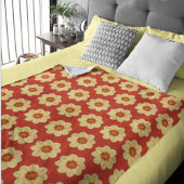 Yellow Dahlia Floral Pattern op Red Sherpa Deken