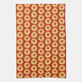 Yellow Dahlia Floral Pattern op Red Theedoek (Verticaal)
