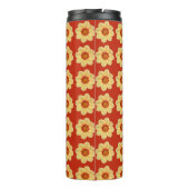 Yellow Dahlia Floral Pattern op Red Thermosbeker (Achterkant)