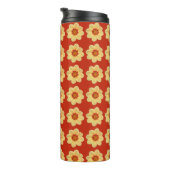 Yellow Dahlia Floral Pattern op Red Thermosbeker (Geroteerd rechts)