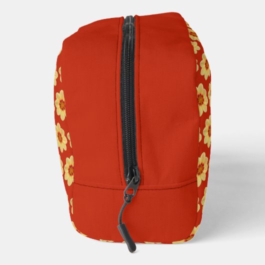 Yellow Dahlia Floral Pattern op Red Toilettasje (Rechts)