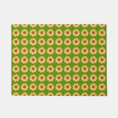 Yellow Dahlia Floral Pattern over Green Deurmat (Voorkant)
