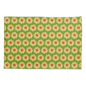 Yellow Dahlia Floral Pattern over Green Kussensloop (Achterkant-Links)
