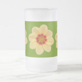 Yellow Dahlia Floral Pattern over Green Matglas Bierpul (Center)