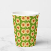 Yellow Dahlia Floral Pattern over Green Papieren Bekers (Rechts)