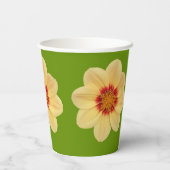 Yellow Dahlia Floral Pattern over Green Papieren Bekers (Achterkant)