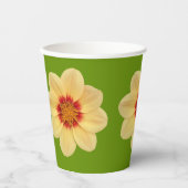 Yellow Dahlia Floral Pattern over Green Papieren Bekers (Voorkant)