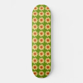 Yellow Dahlia Floral Pattern over Green Persoonlijk Skateboard (Voorkant)